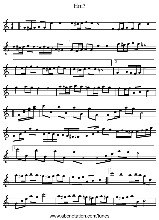 Hm? - staff notation