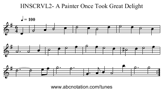 HNSCRVL2- A Painter Once Took Great Delight - staff notation