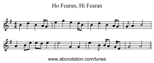 Ho Fearan, Hi Fearan - staff notation