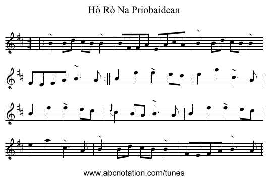 Hò Rò Na Priobaidean - staff notation