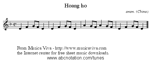 Hoang ho - staff notation