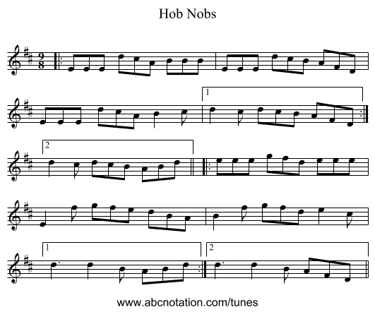 Hob Nobs - staff notation