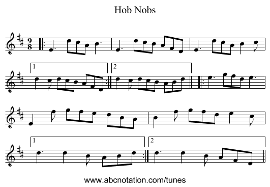 Hob Nobs - staff notation