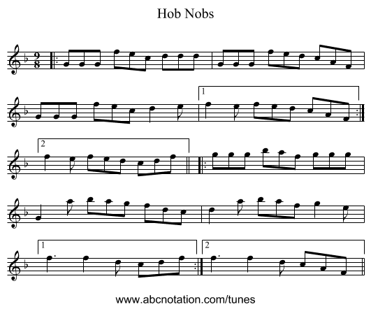Hob Nobs - staff notation