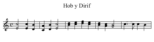 Hob y Dirif - staff notation