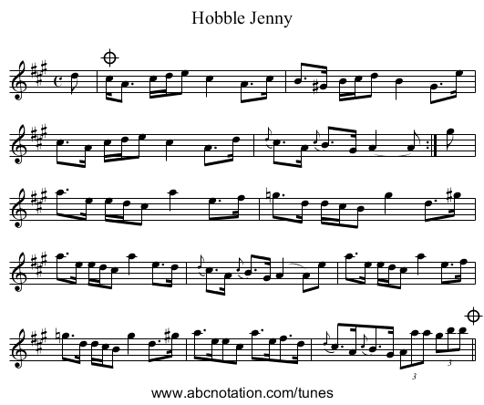Hobble Jenny - staff notation