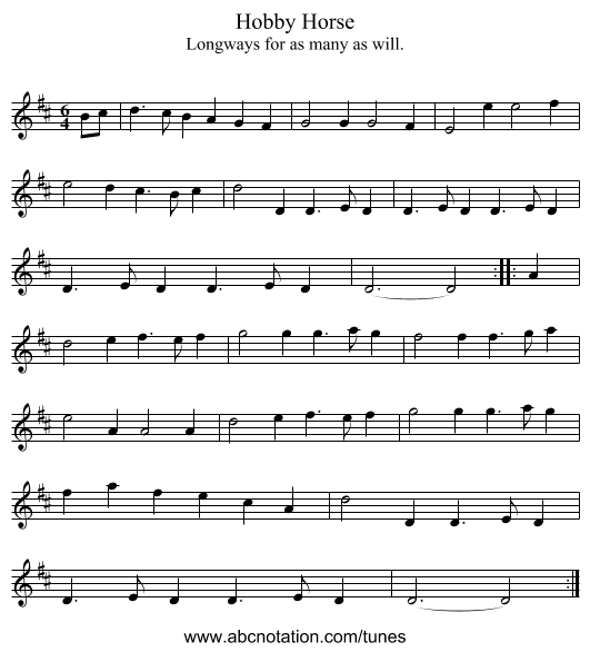 Hobby Horse - staff notation