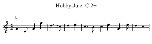 Hobby-Juiz  C 2+ - staff notation