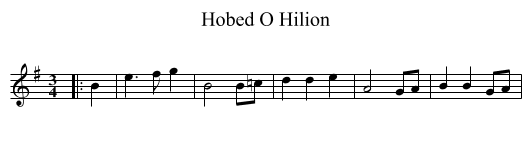 Hobed O Hilion - staff notation