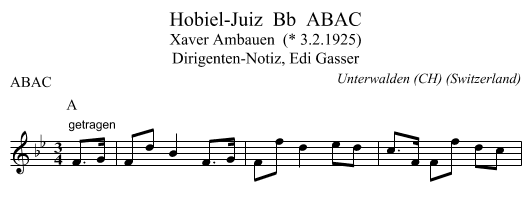 Hobiel-Juiz  Bb  ABAC - staff notation