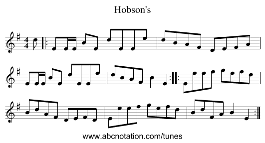 Hobson's - staff notation