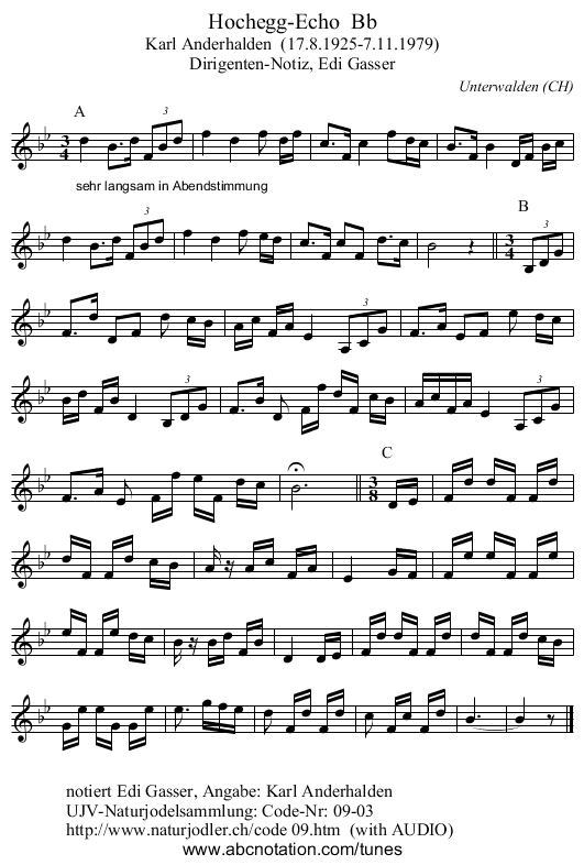 Hochegg-Echo  Bb - staff notation