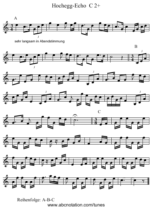 Hochegg-Echo  C 2+ - staff notation