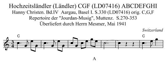 Hochzeitsländler (Ländler) CGF (LD07416) ABCDEFGHI - staff notation