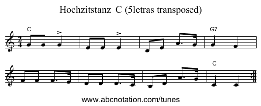 Hochzitstanz C (5letras transposed) - staff notation