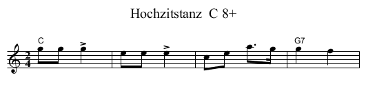 Hochzitstanz  C 8+ - staff notation