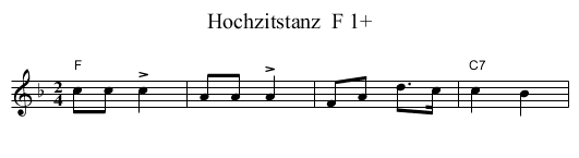 Hochzitstanz  F 1+ - staff notation