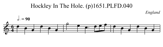 Hockley In The Hole. (p)1651.PLFD.040 - staff notation