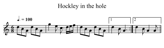 Hockley in the hole - staff notation