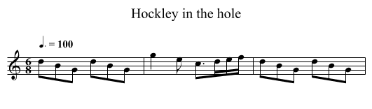 Hockley in the hole - staff notation