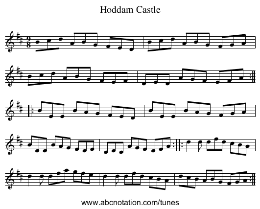 Hoddam Castle - staff notation