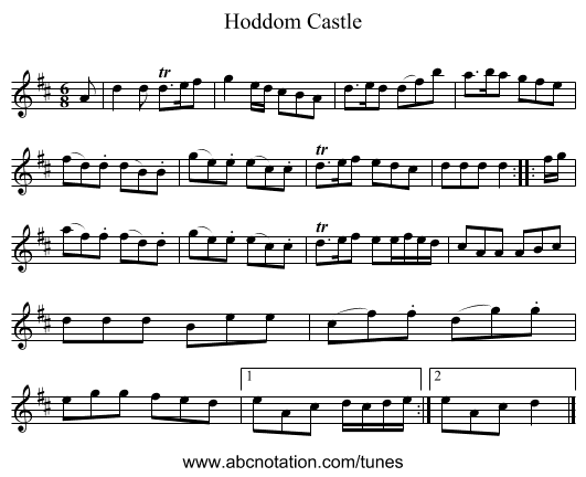 Hoddom Castle - staff notation
