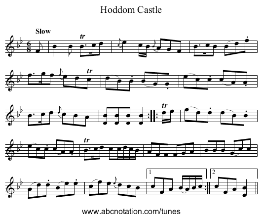 Hoddom Castle - staff notation