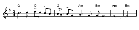 Hodila mi ji Bojana - staff notation