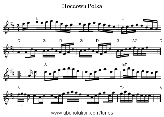 Hoedown Polka - staff notation