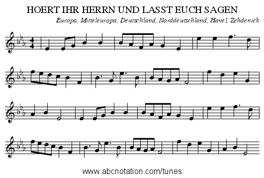 HOERT IHR HERRN UND LASST EUCH SAGEN - staff notation