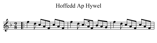 Hoffedd Ap Hywel - staff notation