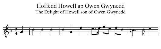 Hoffedd Howell ap Owen Gwynedd - staff notation