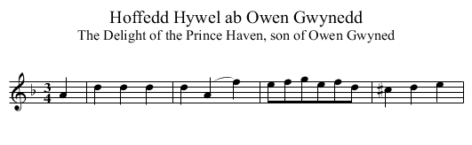 Hoffedd Hywel ab Owen Gwynedd - staff notation