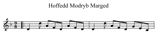 Hoffedd Modryb Marged - staff notation