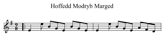 Hoffedd Modryb Marged - staff notation