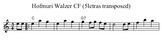 Hofmuri Walzer CF (5letras transposed) - staff notation
