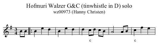 Hofmuri Walzer G&C (tinwhistle in D) solo - staff notation