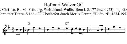Hofmuri Walzer GC - staff notation