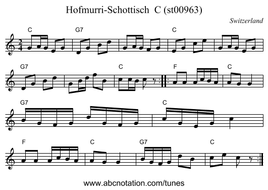 Hofmurri-Schottisch  C (st00963) - staff notation
