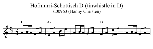 Hofmurri-Schottisch D (tinwhistle in D) - staff notation