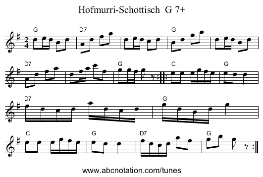 Hofmurri-Schottisch  G 7+ - staff notation