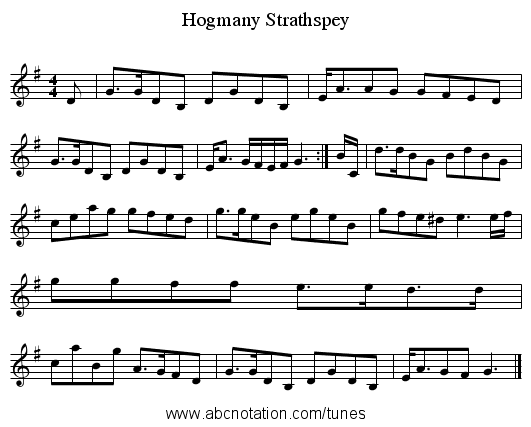 Hogmany Strathspey - staff notation