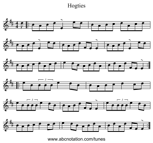 Hogties - staff notation