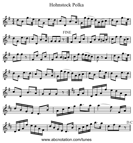Hohnstock Polka - staff notation