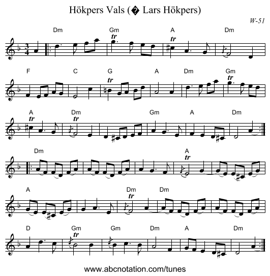 Hökpers Vals (&copy; Lars Hökpers) - staff notation