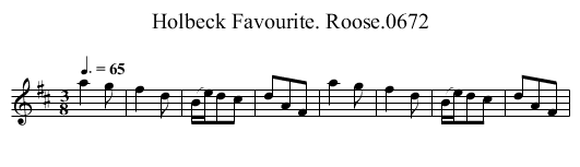 Holbeck Favourite. Roose.0672 - staff notation