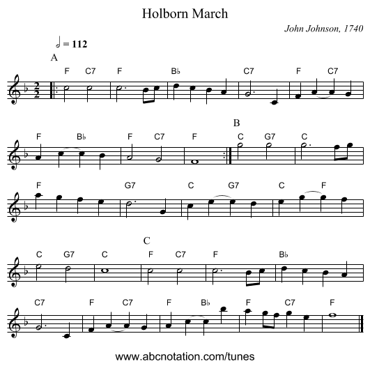 Holborn March - staff notation
