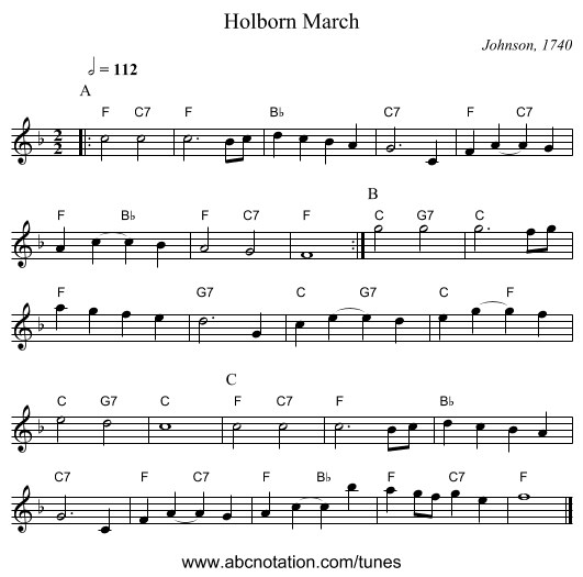 Holborn March - staff notation