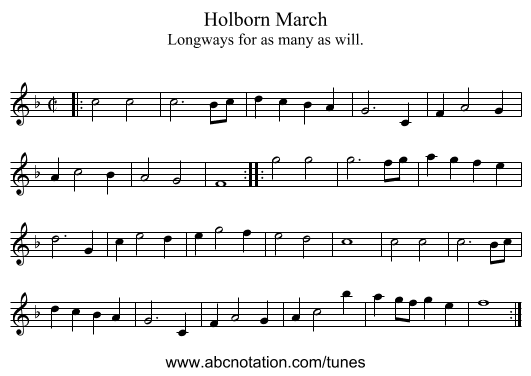 Holborn March - staff notation