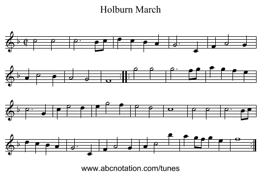 Holburn March - staff notation